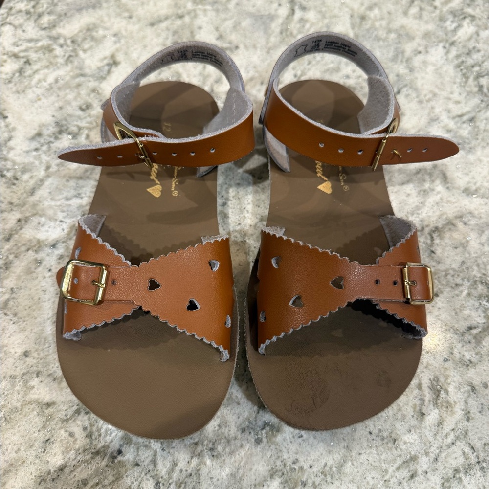 Brown Kids Sandals with Heart Details